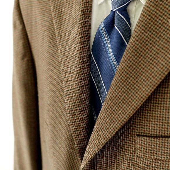 Nautica Wool Brown Green Houndstooth 2 Button Sport Coat‎ 42R - Picture 3 of 14